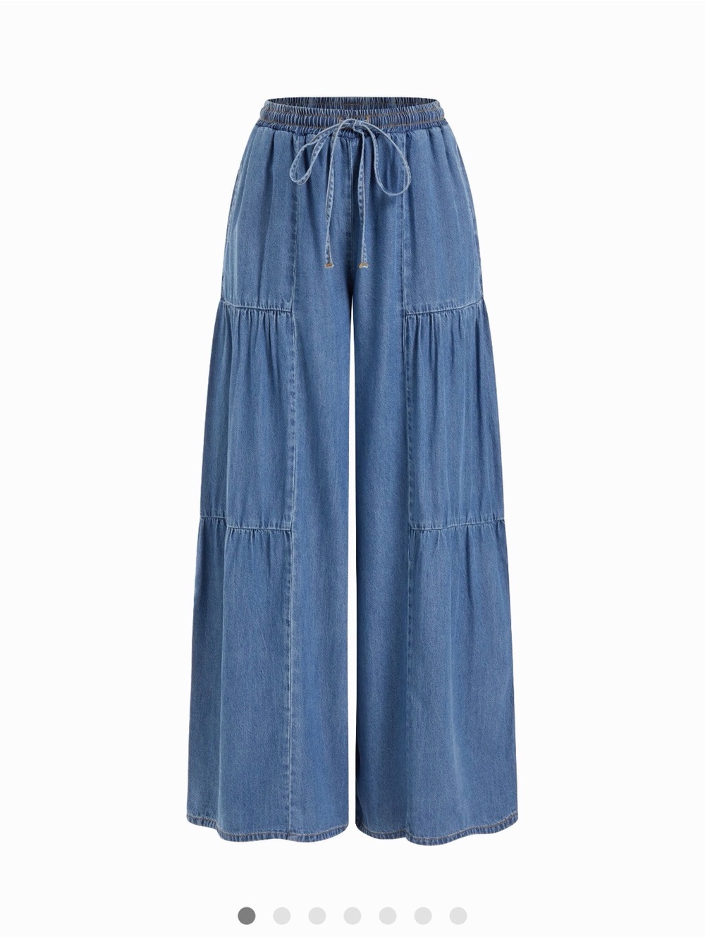 Cider Tiered Wide-Leg Denim Jeans - Blue